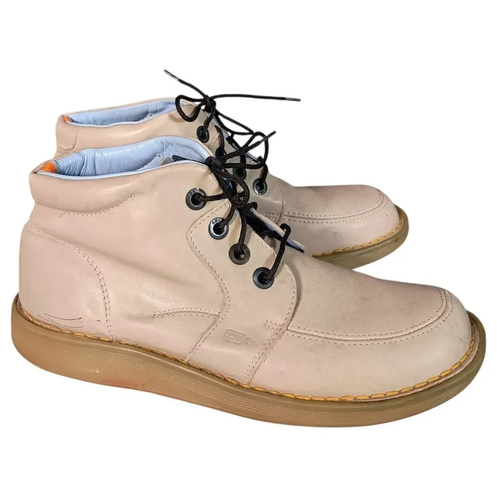 Vintage Dr. Martens Boots Ankle 4 Eye Grey Leather Lace Up England Mens 6.5